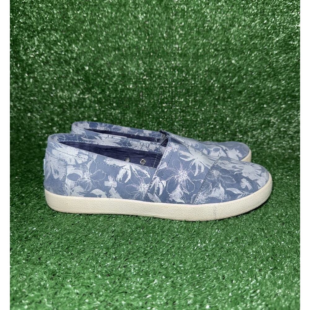 TOMS Womens Avalon Blue Floral Slip On Shoe Casual Comfy Low Top Sneakers Size 7